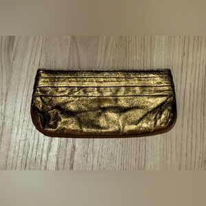 Lauren Merkin Gold Bronze Metallic Handbag Eve Clutch Purse